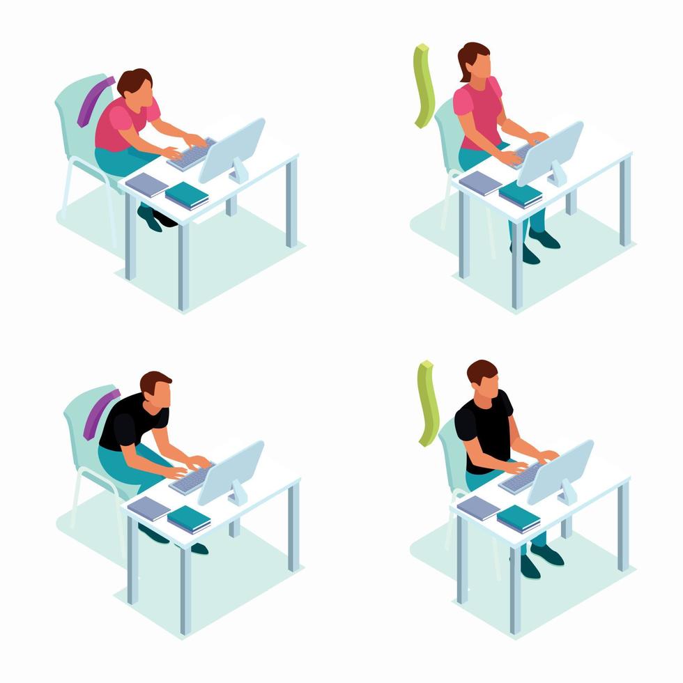 Computer Posture Isometric Concept vector