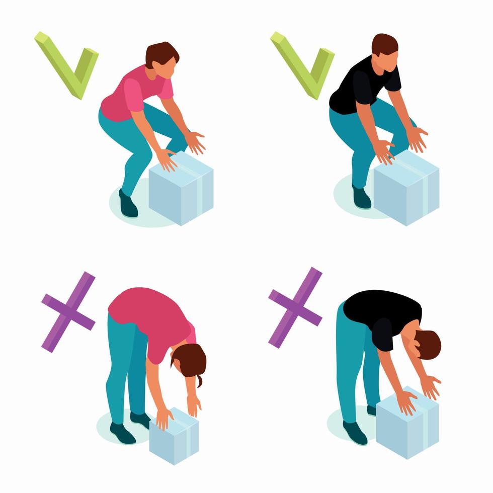 Posture Lifting Isometric Concept vector