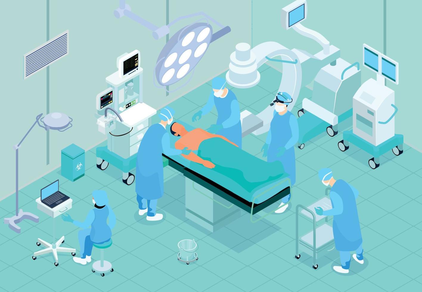 Operating Room Isometric Interior vector