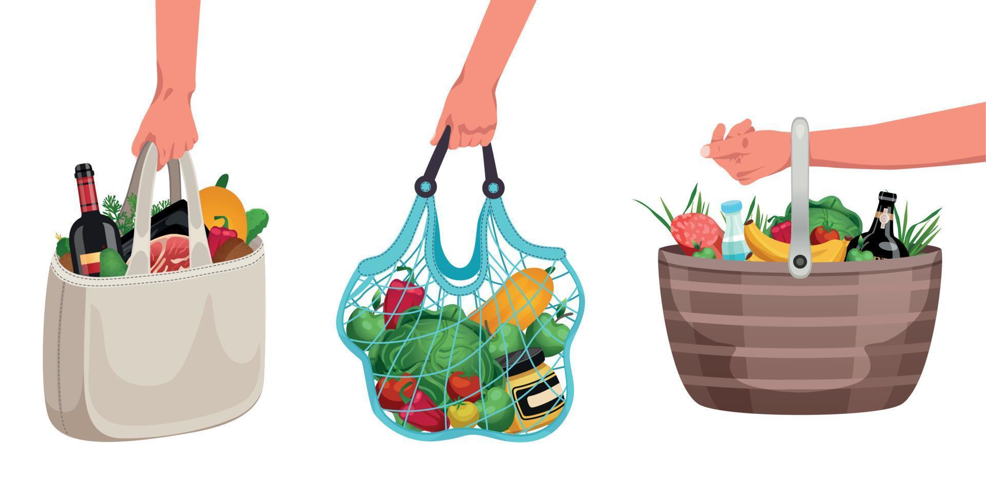 Reusable Shopping Bags Set vector