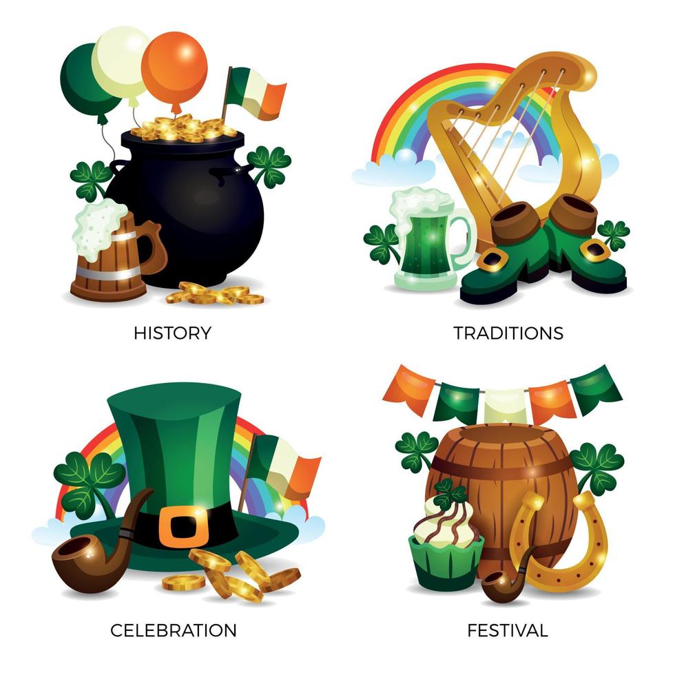 Saint Patricks Compositions Set vector