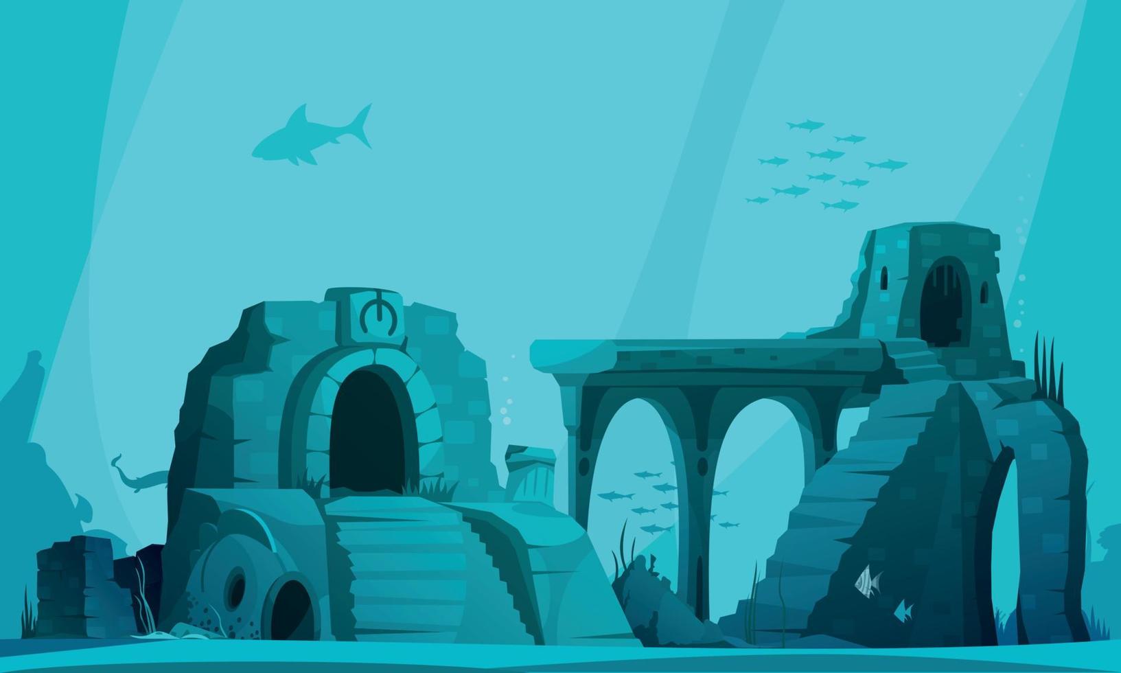 Flooded Atlantis Vector Illustration