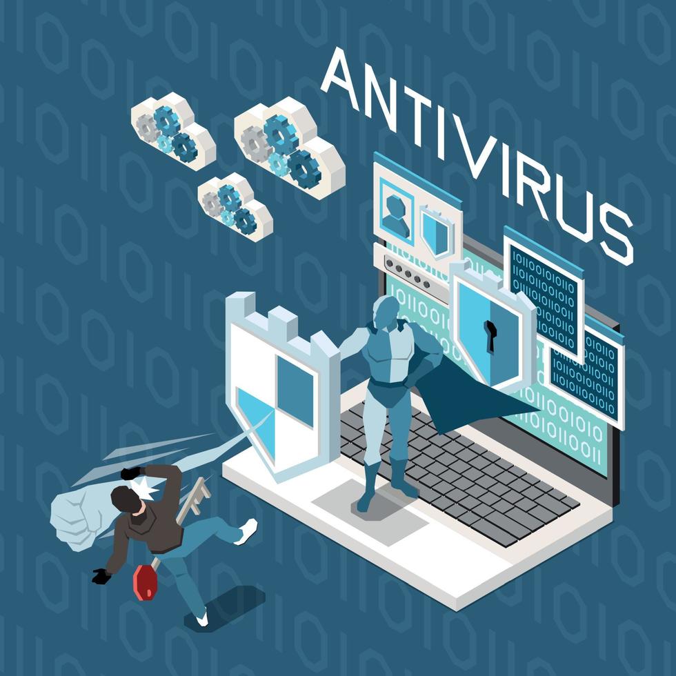 Antivirus Protection Isometric Composition vector