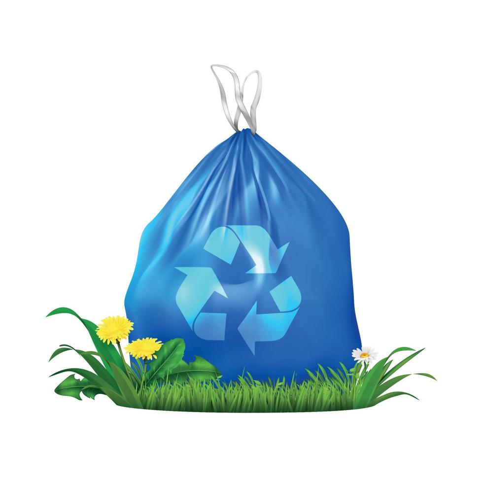 composición de la bolsa de basura ecológica vector