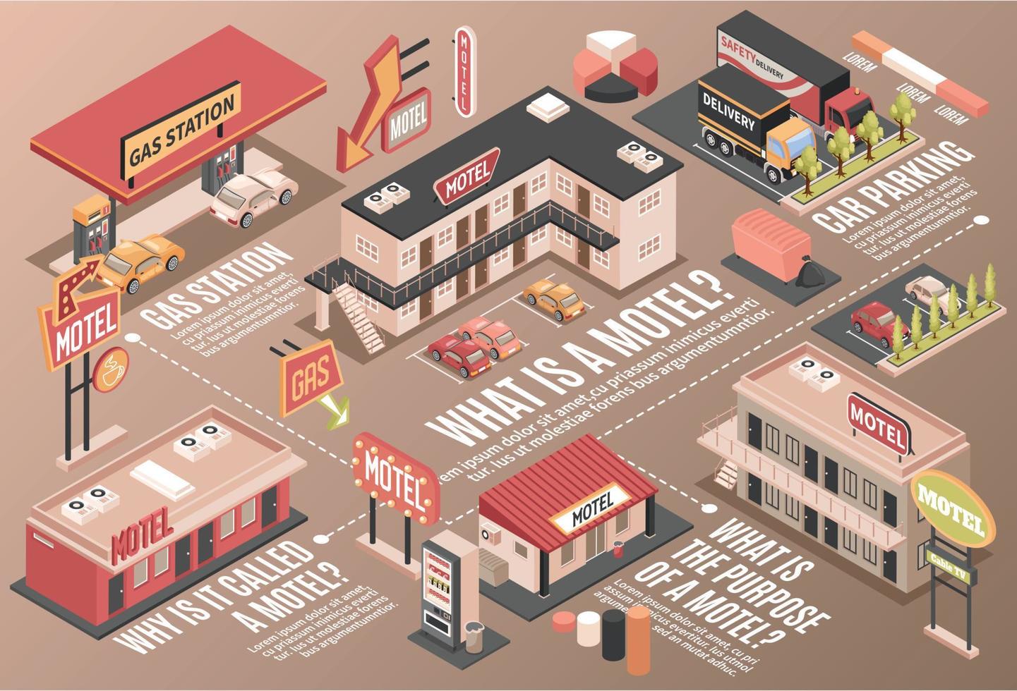 diagrama de flujo de color de motel vector