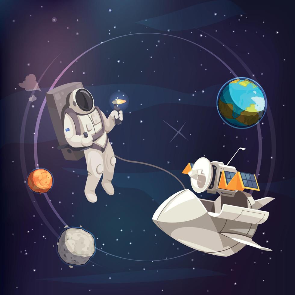 Space Exploration Flat Background vector