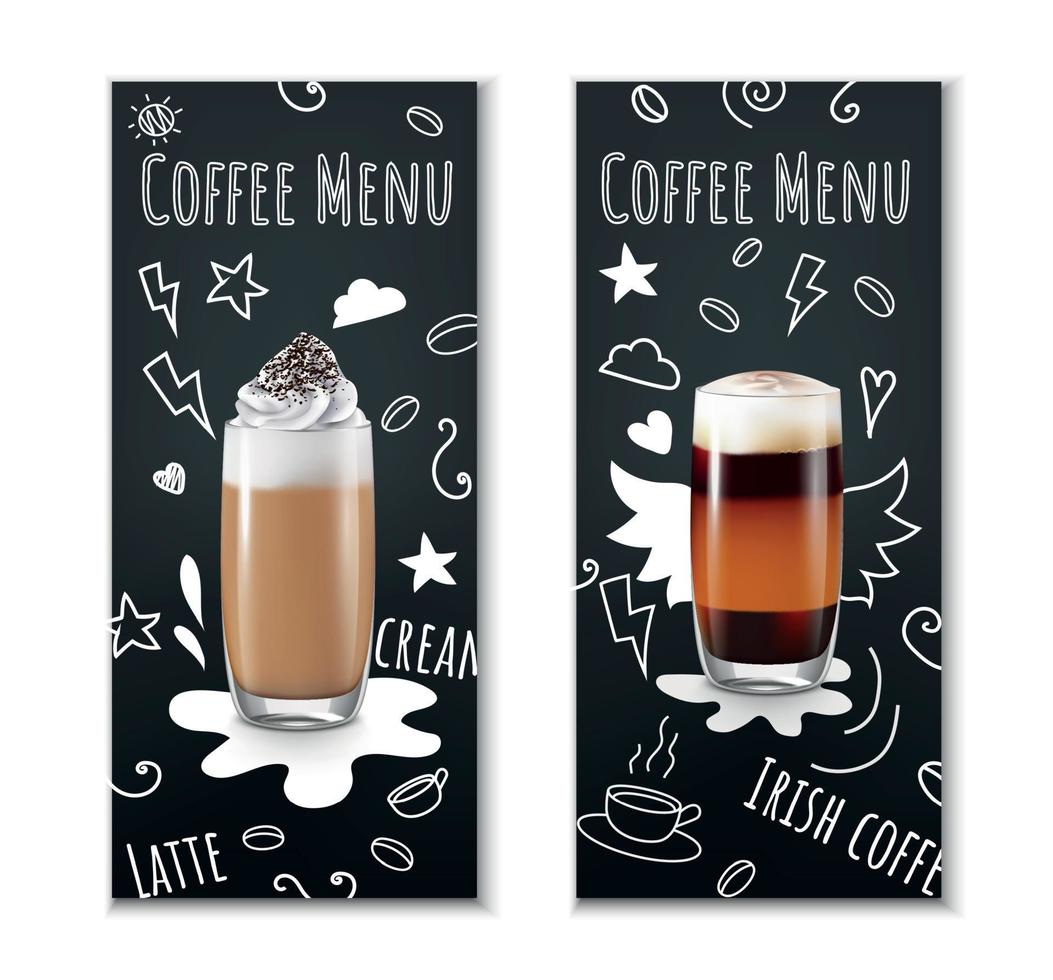 Banners verticales de bebidas de café. vector