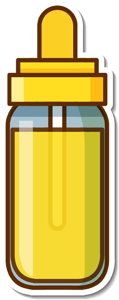 Sticker yellow ink bottle on white background vector