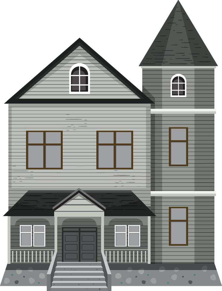 Isolated haunted mansion facade vector