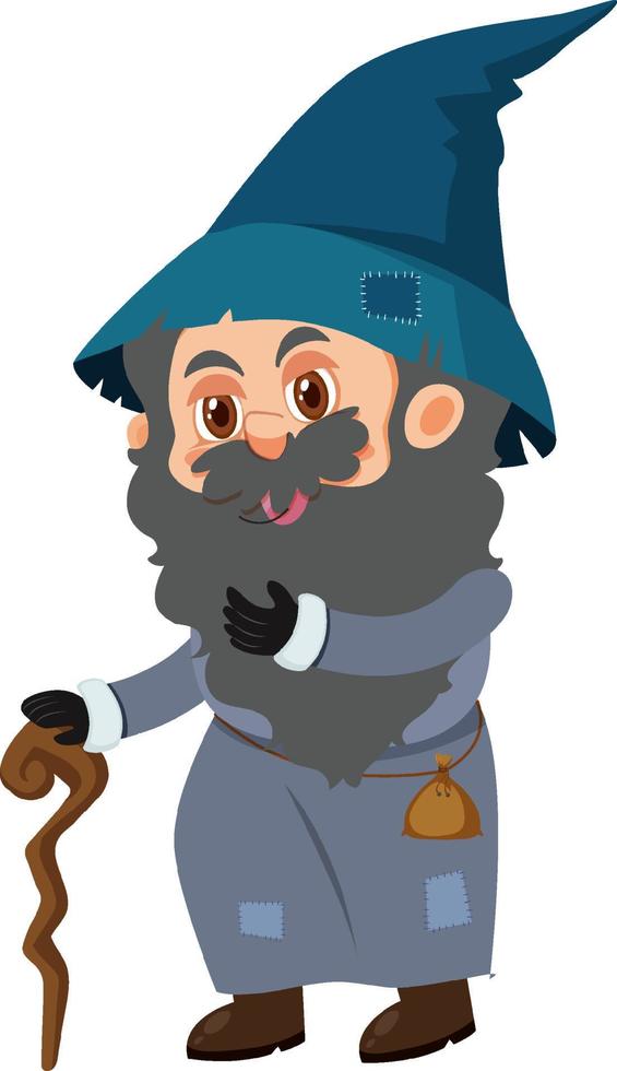 Poor olf man in medieval cartoon character vector