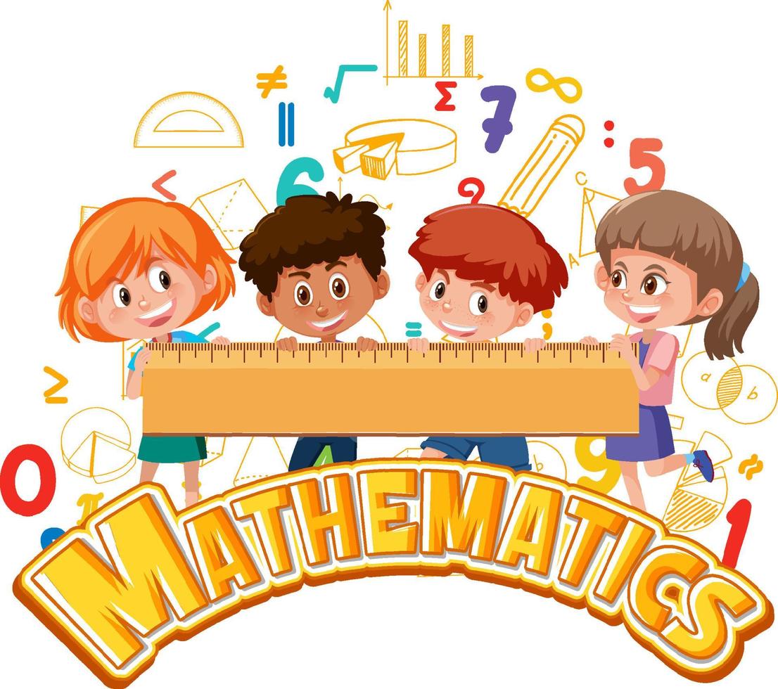 Math icon with kids and math tools vector