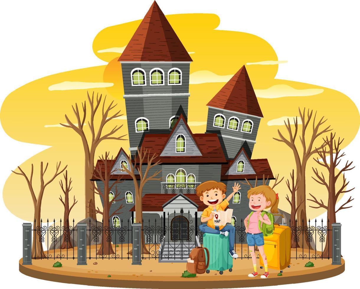 Haunted house at daytime scene vector