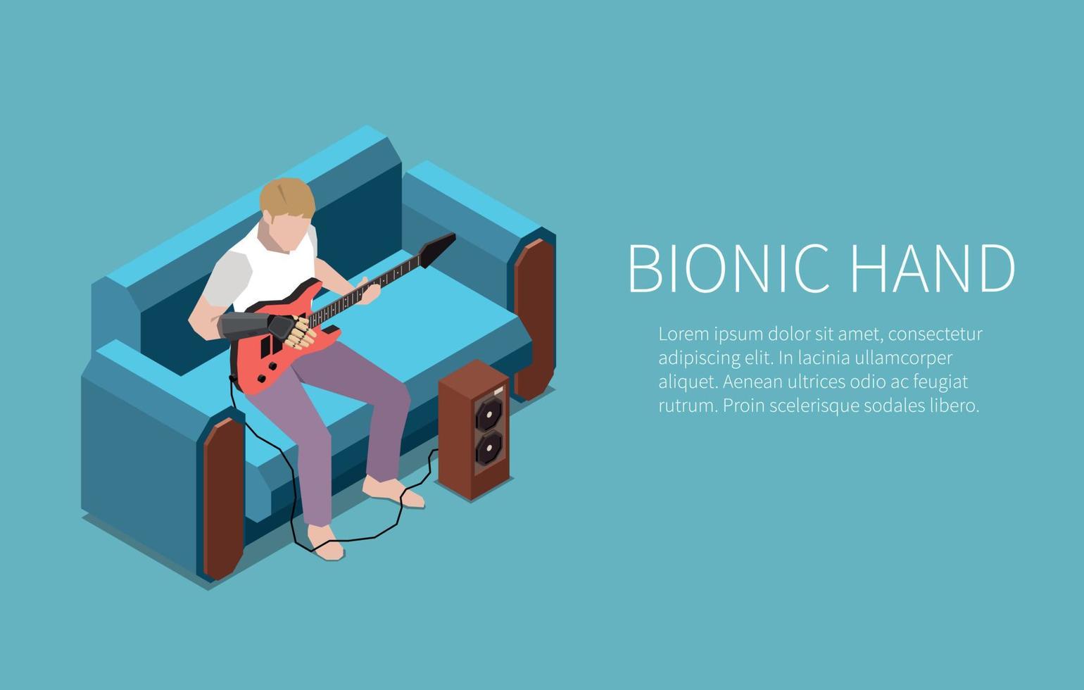 Bionic Hand Guitarist Banner vector