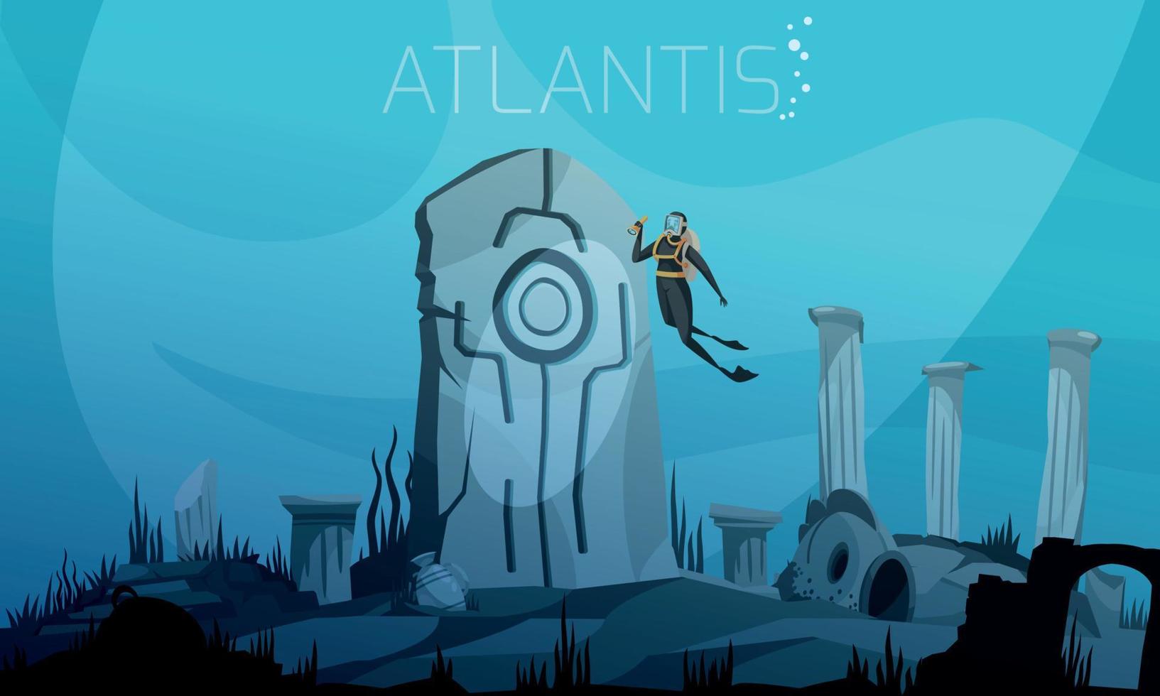 atlantis en el fondo del océano vector