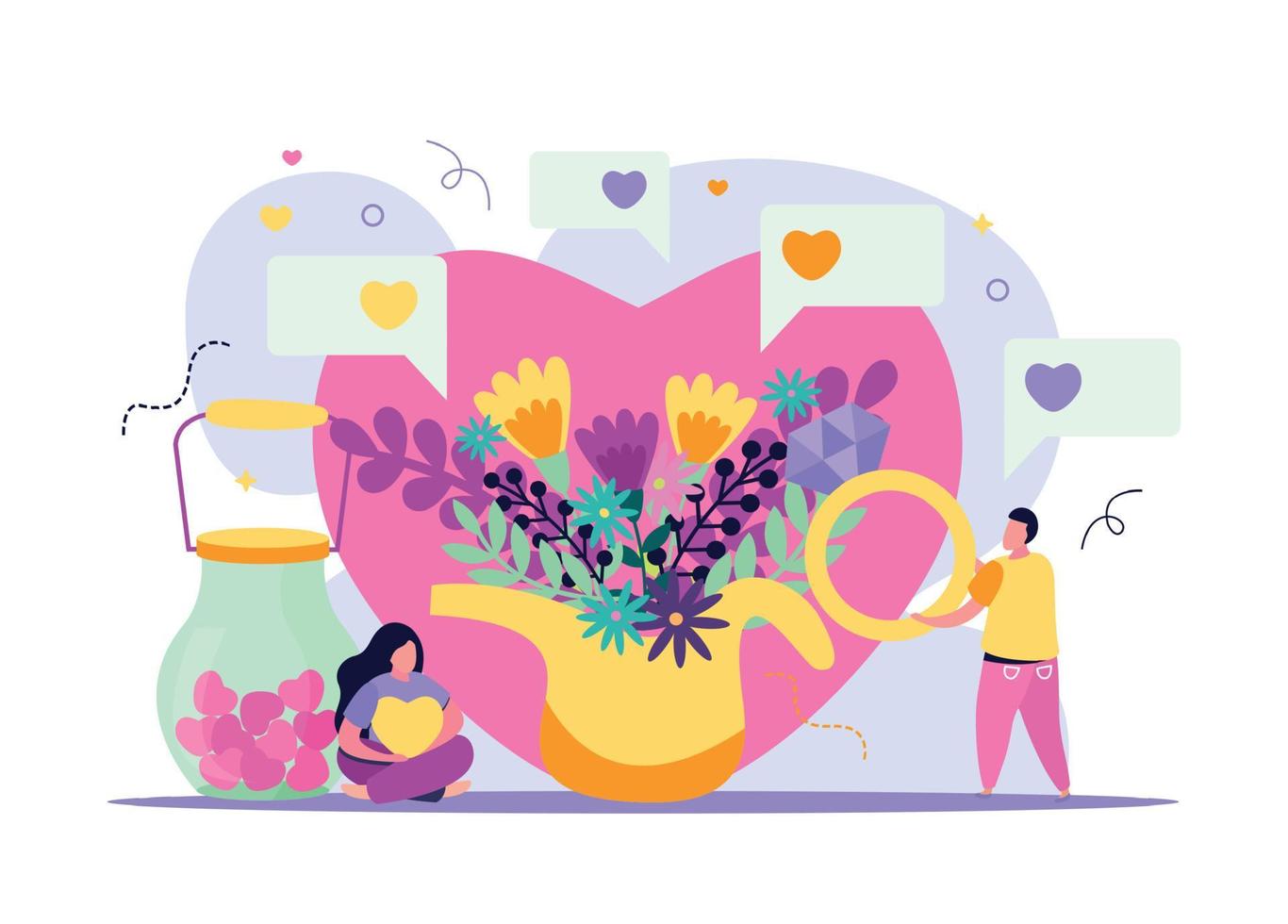 Valentines Day Flowers Composition vector