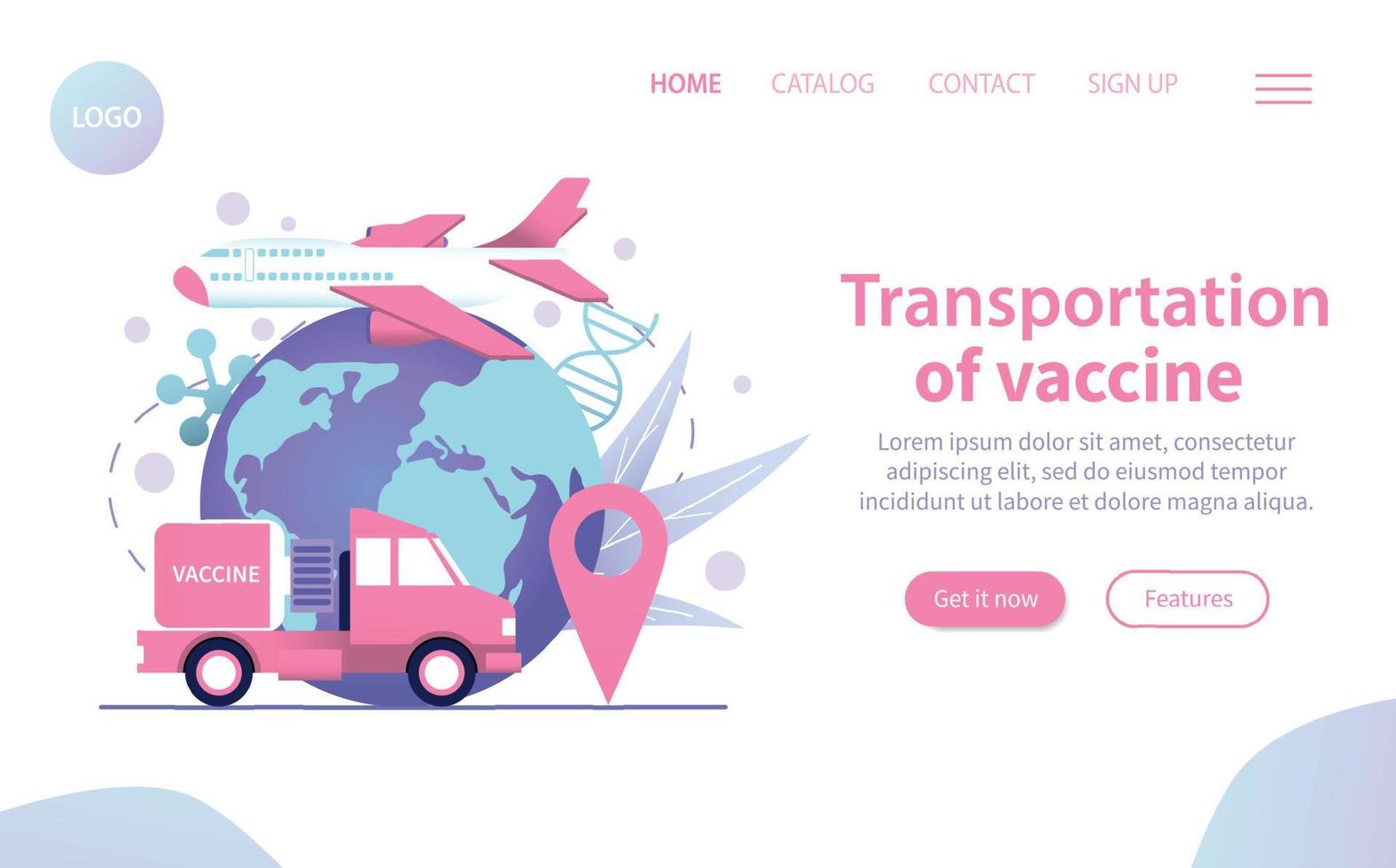 página web de transporte de vacunas vector