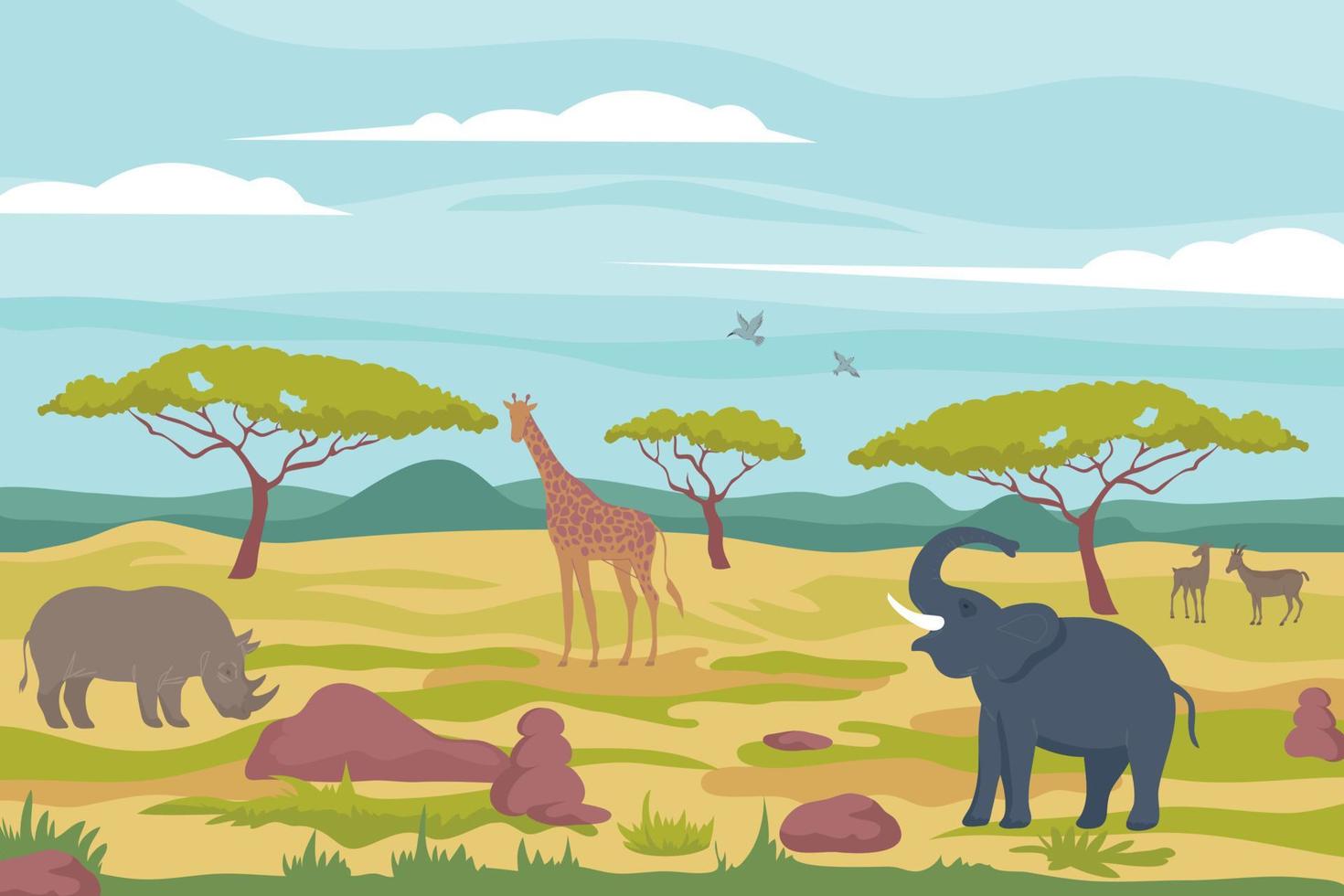 Wild African Fauna Composition vector