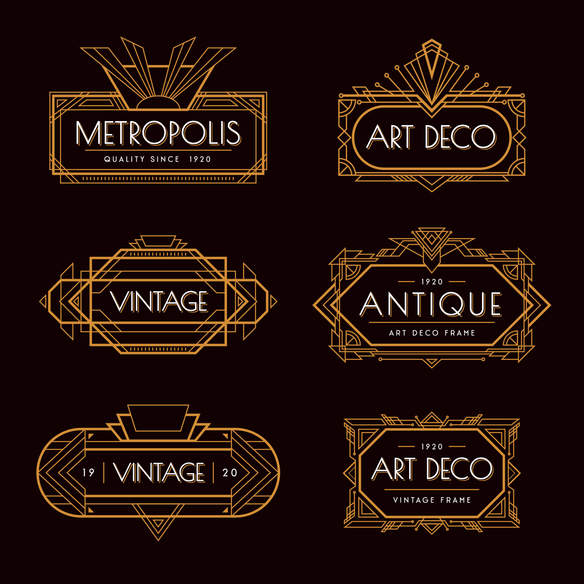 Art Deco Labels Set 3501044 Vector Art at Vecteezy
