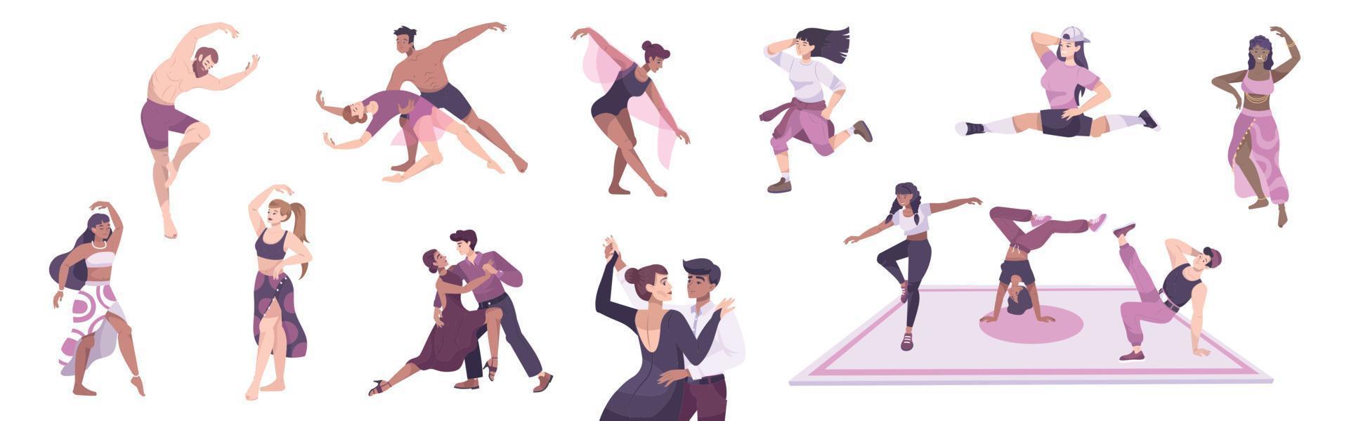 Dancers Flat Icon Set vector