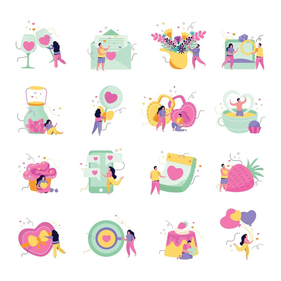 Valentines Flat Icon Set vector