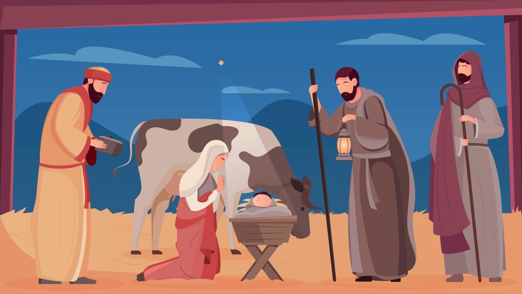 ilustración del nacimiento de jesús vector