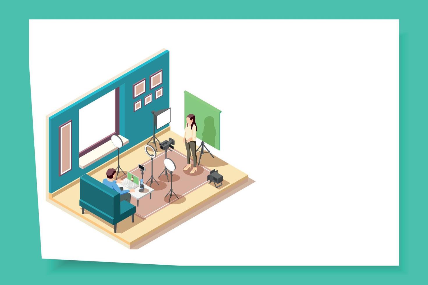 Vlogging Isometric Web Page vector