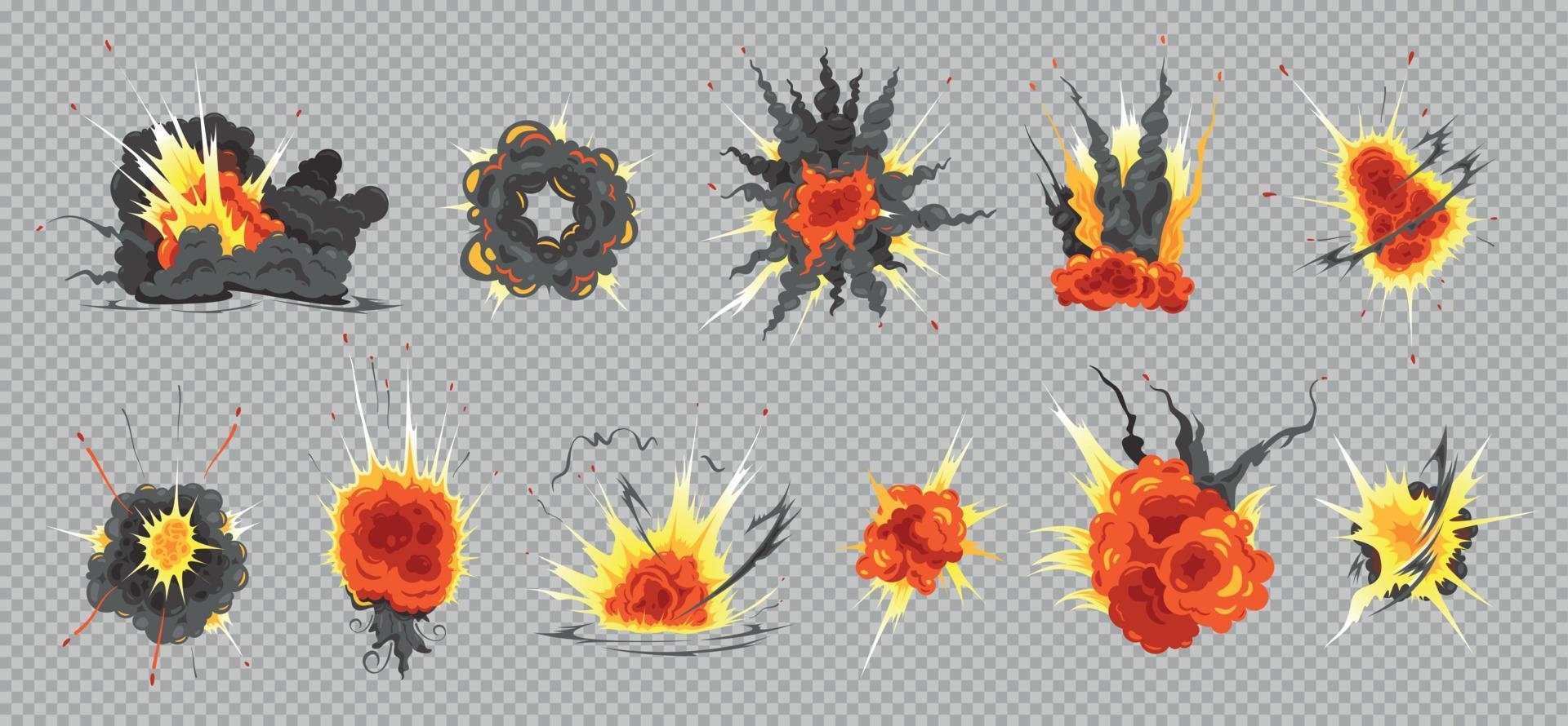 Bomb Explosion Transparent Set vector