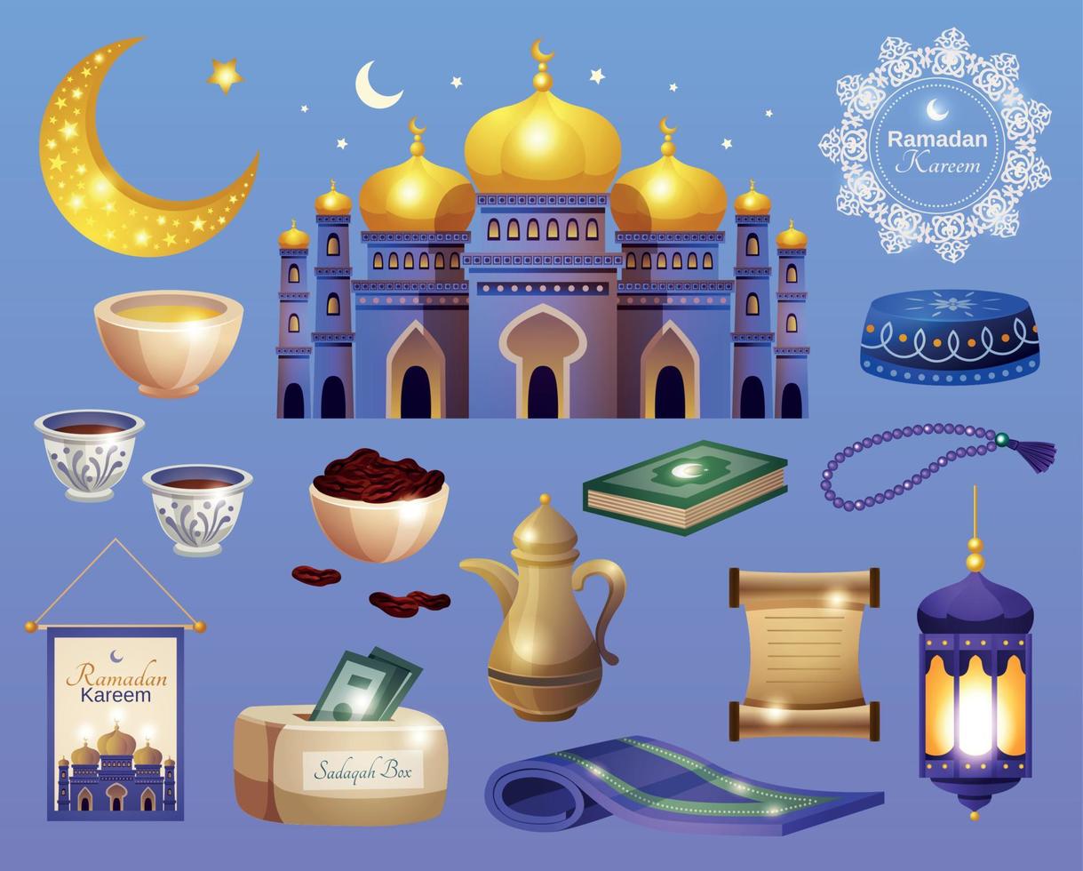 conjunto de iconos de ramadan kareem vector