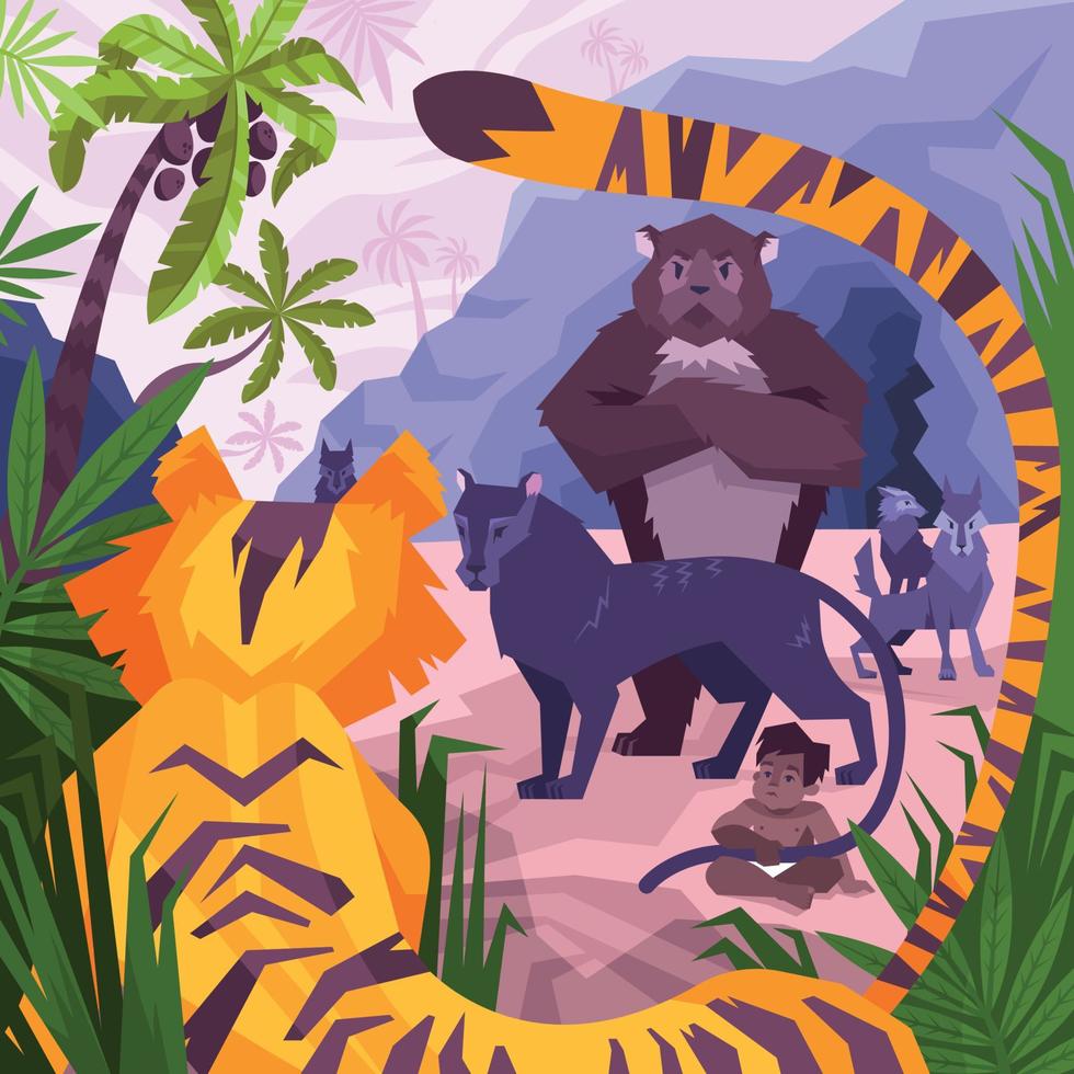 Animals in the jungle vector