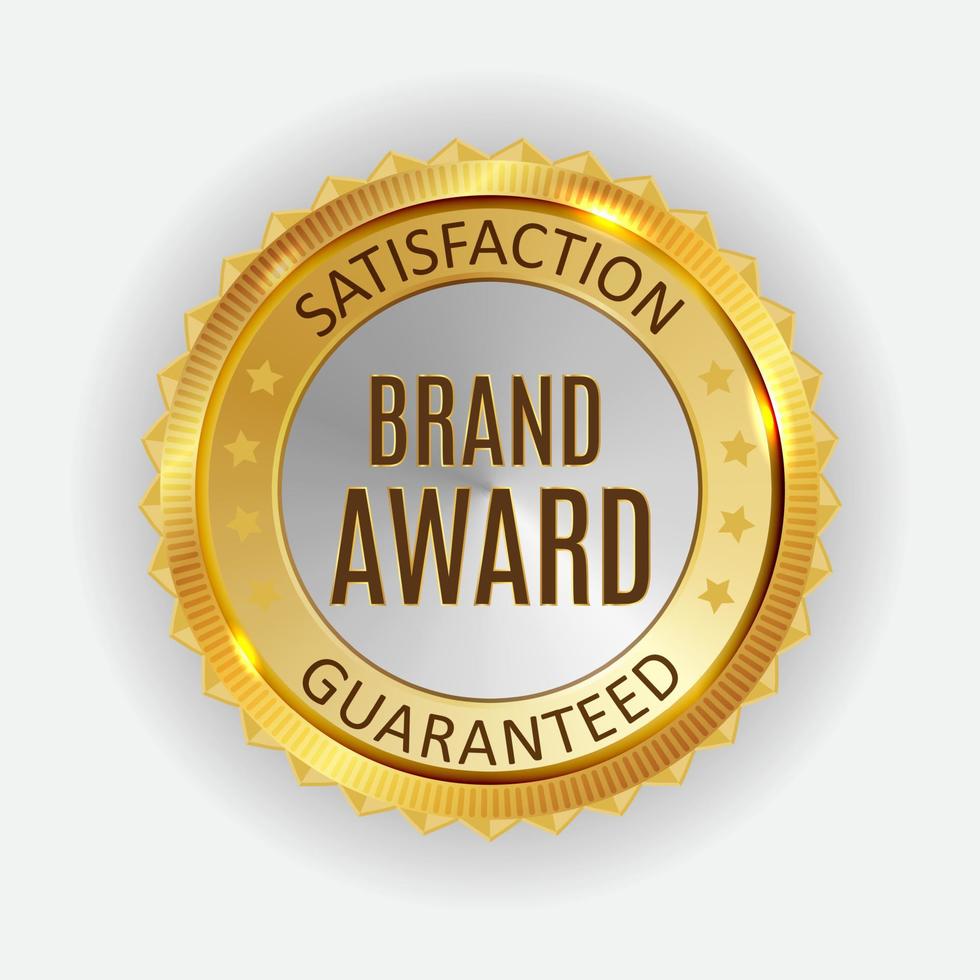 Brand Award Golden Label Sign. Vector Illustration