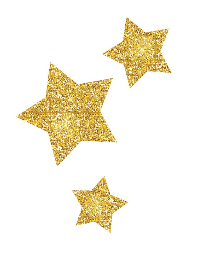 Beautiful Golden glitter sparkles stars. Vector Illustration