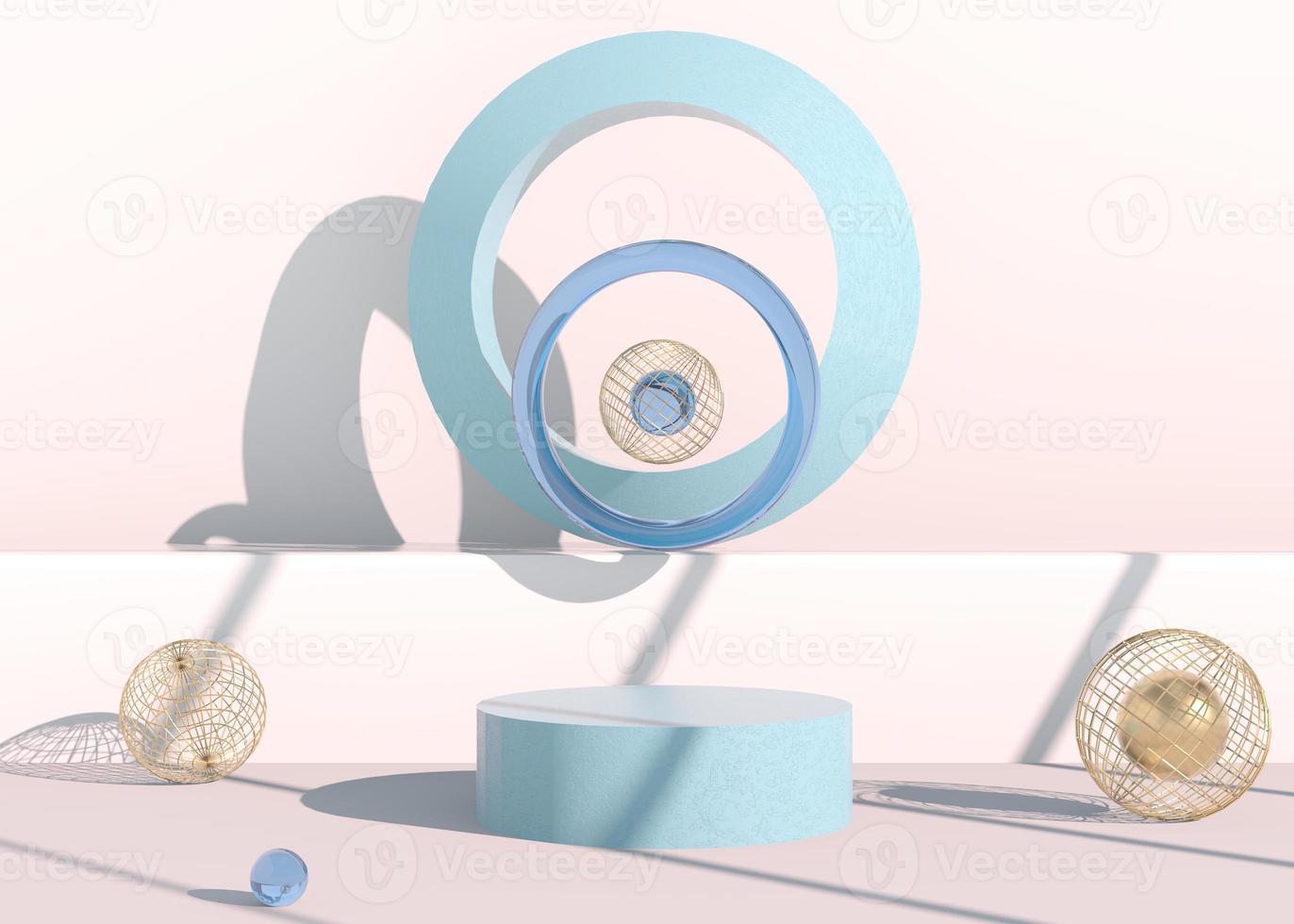 Minimal scene with geometrical forms, podiums in cream background with shadows. Scene to show cosmetic product, Showcase, shopfront, display case. 3d photo