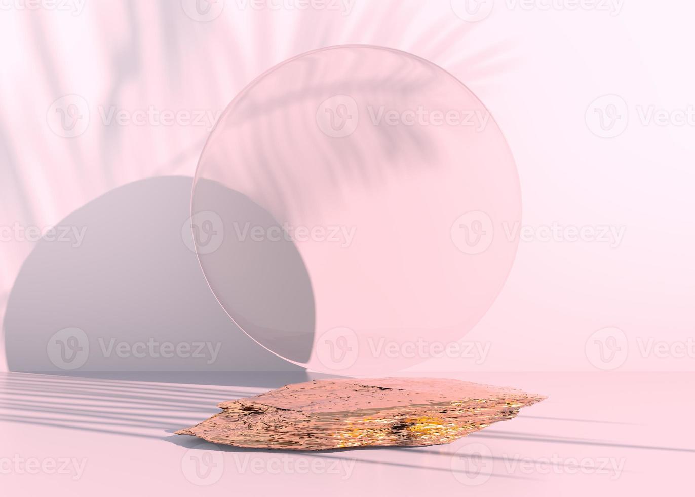 podio de piedra sobre fondo pastel, para exhibición de productos, en blanco para diseño de maqueta. Render 3D. foto