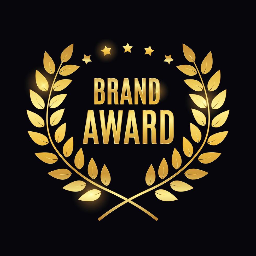 Brand Award Golden Label Sign. Vector Illustration