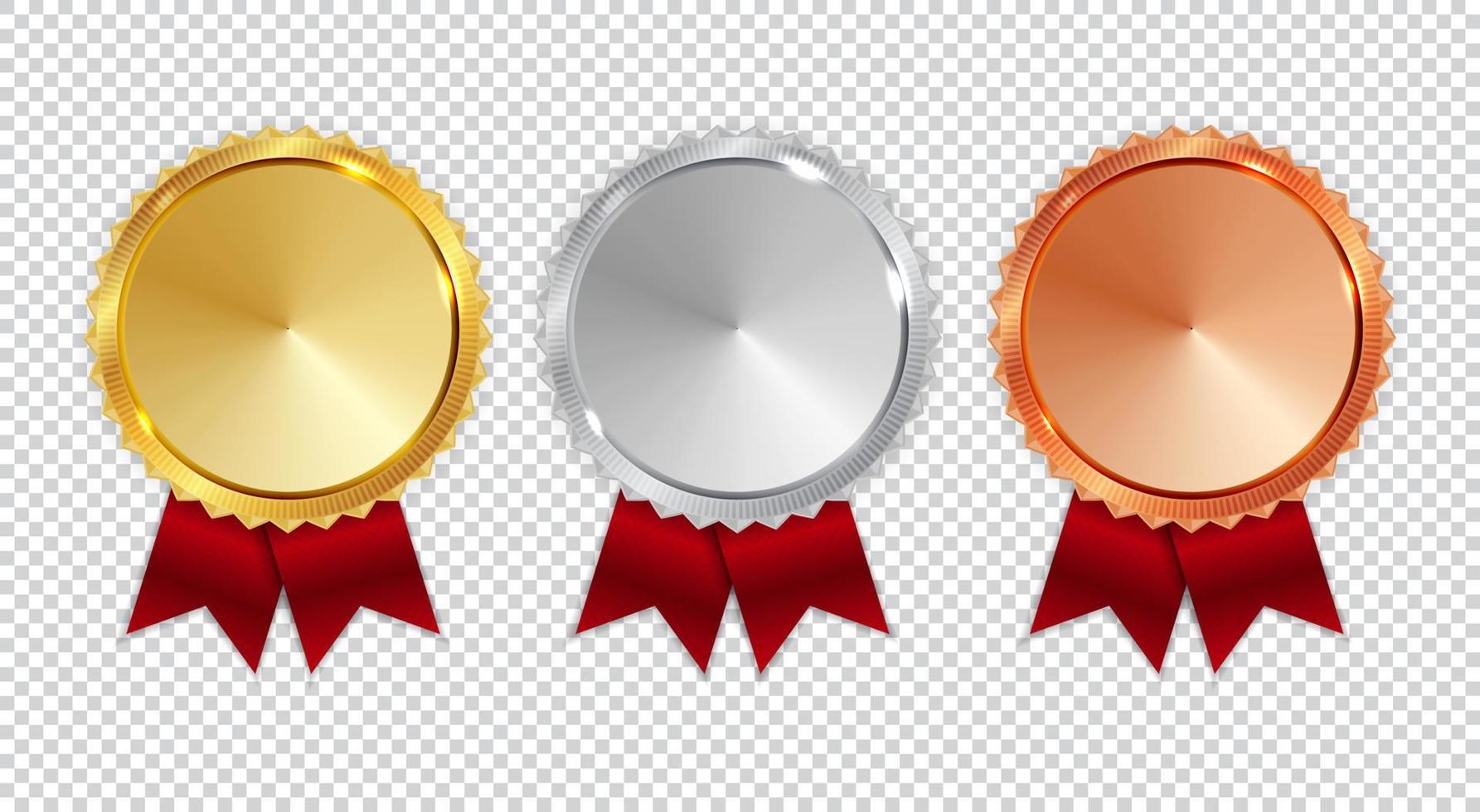 Silver and Bronze Medal Icon Sign First, Second and Third Place vector