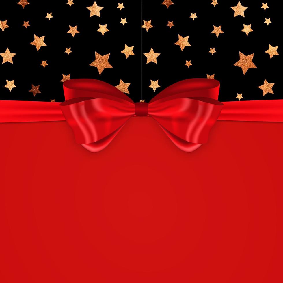 Beautiful Background with Silk Red Bow and Ribbon. vector