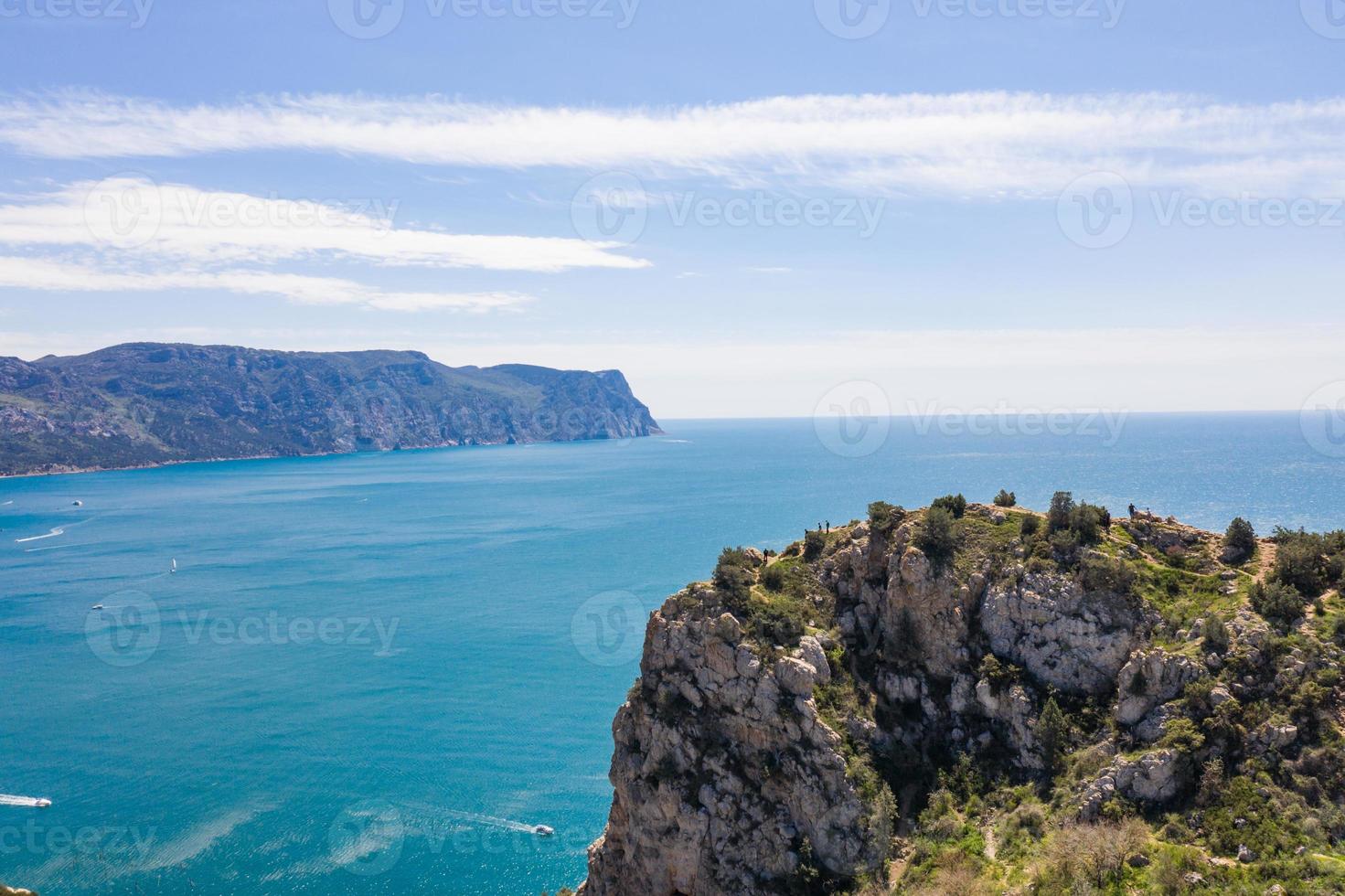 Seascape with a view of Balaklavsky bay from cape Balaklavsky, Crimea. photo