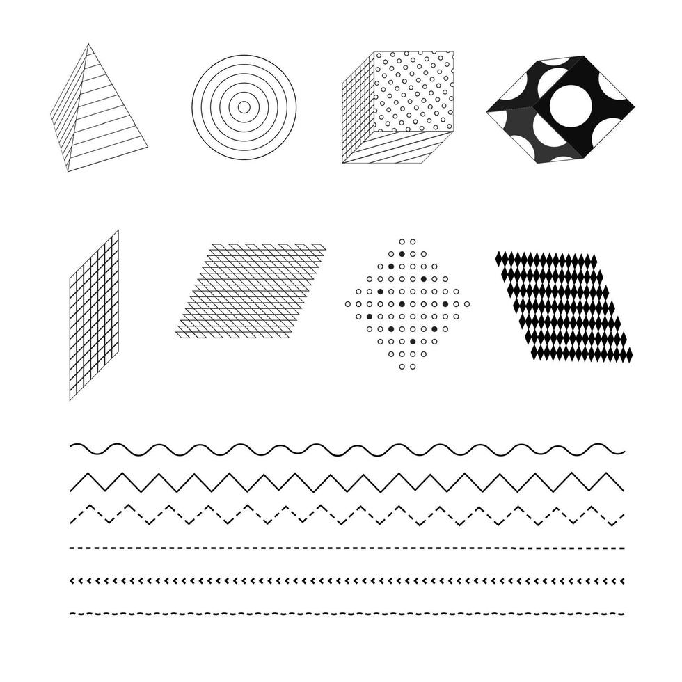 Fashionable black and white simple geometric shapes vector