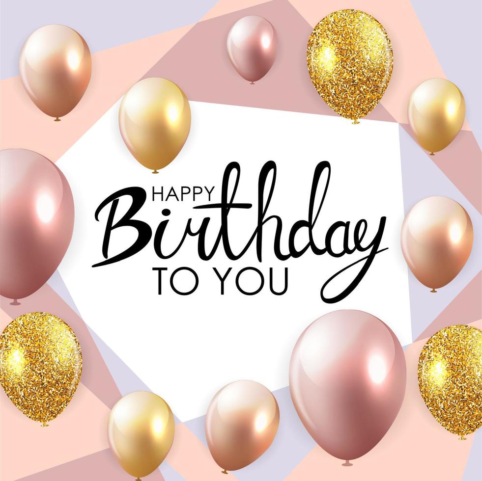 Abstract Happy Birthday Balloon Background Card Template vector