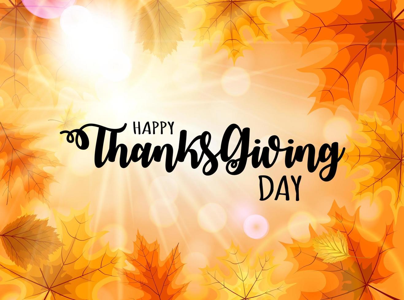 Abstract Happy Thanksgiving Day Background with Falling Autumn Leaves vector