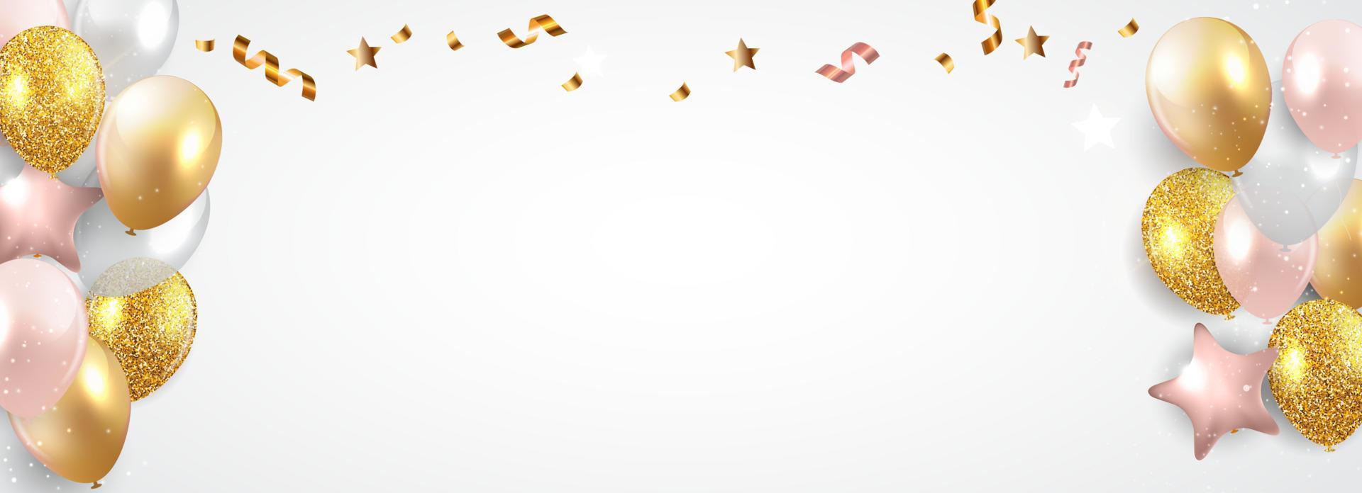 Glossy Happy Birthday Balloons Background Vector Illustration 3501523