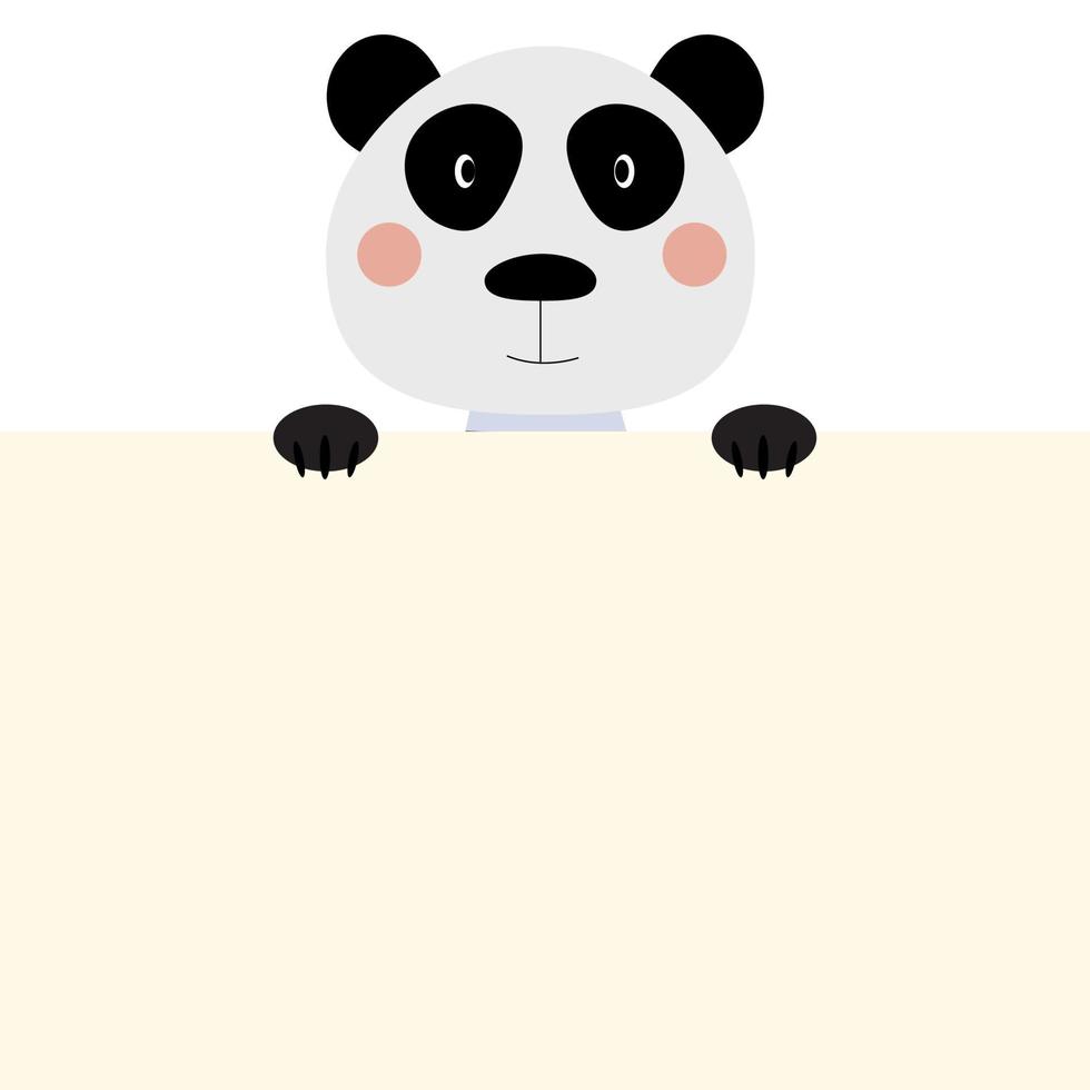 Cute animal panda with empty place for text. Vector Illustration