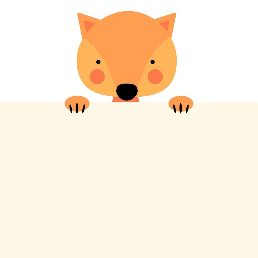 Cute animal fox with empty place for text. Vector Illustration