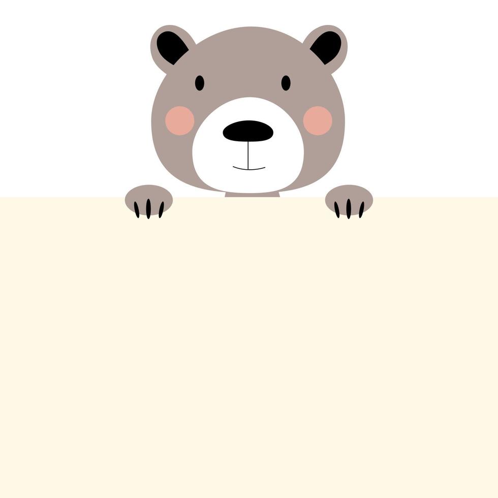 Cute animal bear with empty place for text. Vector Illustration