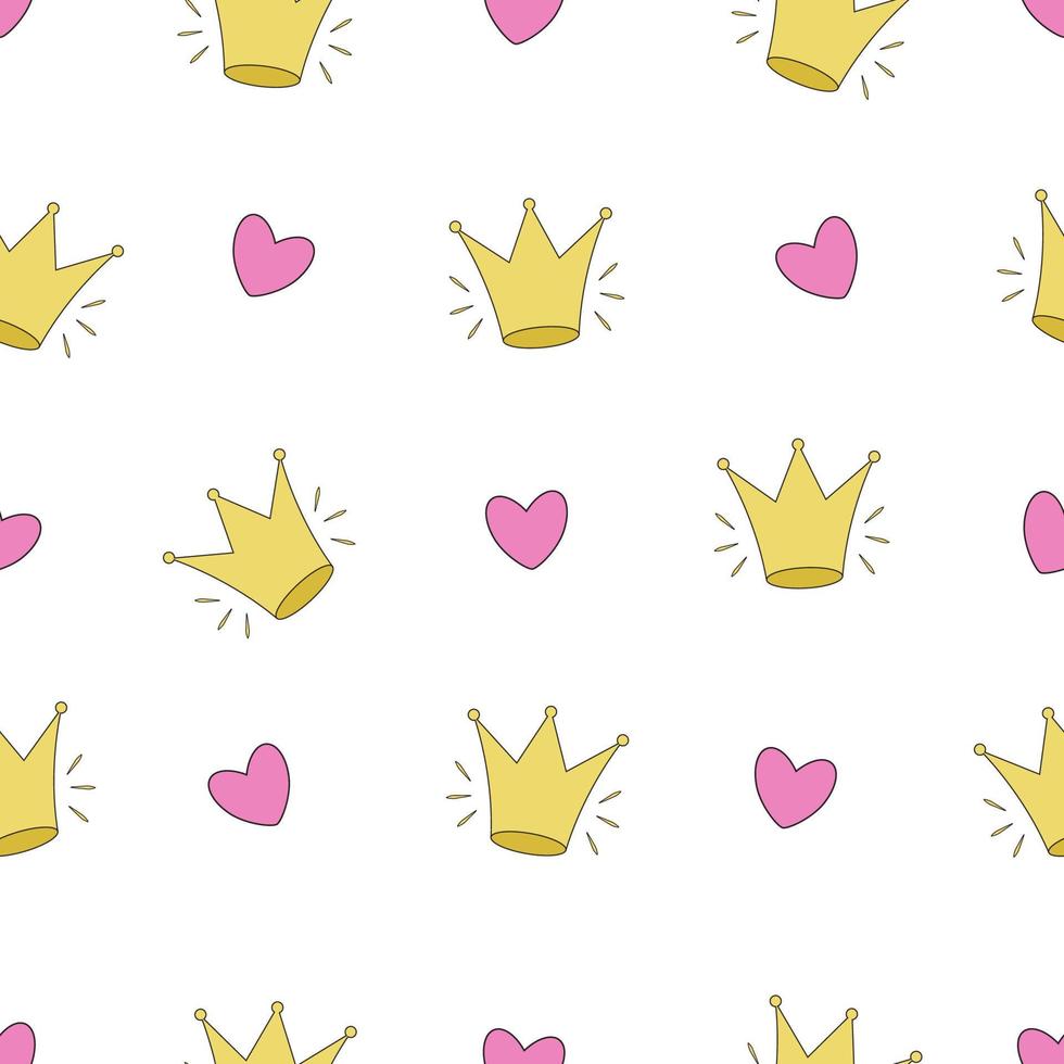 Simple seamless pattern with crowns and heart for invitation card vector