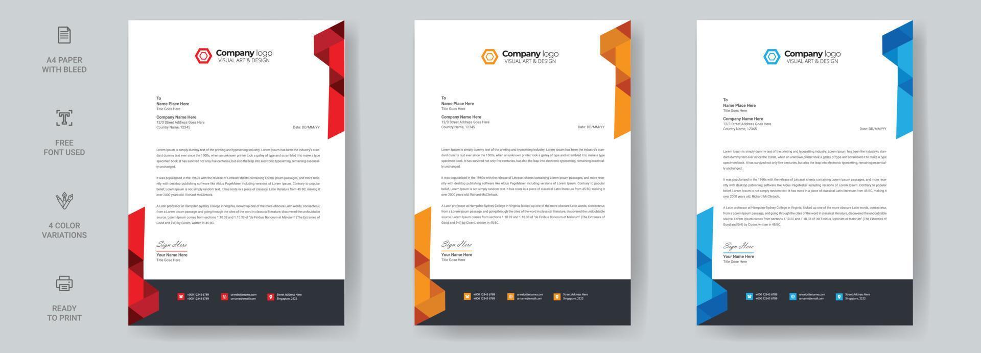 Corporate Business Letterhead Design Template vector