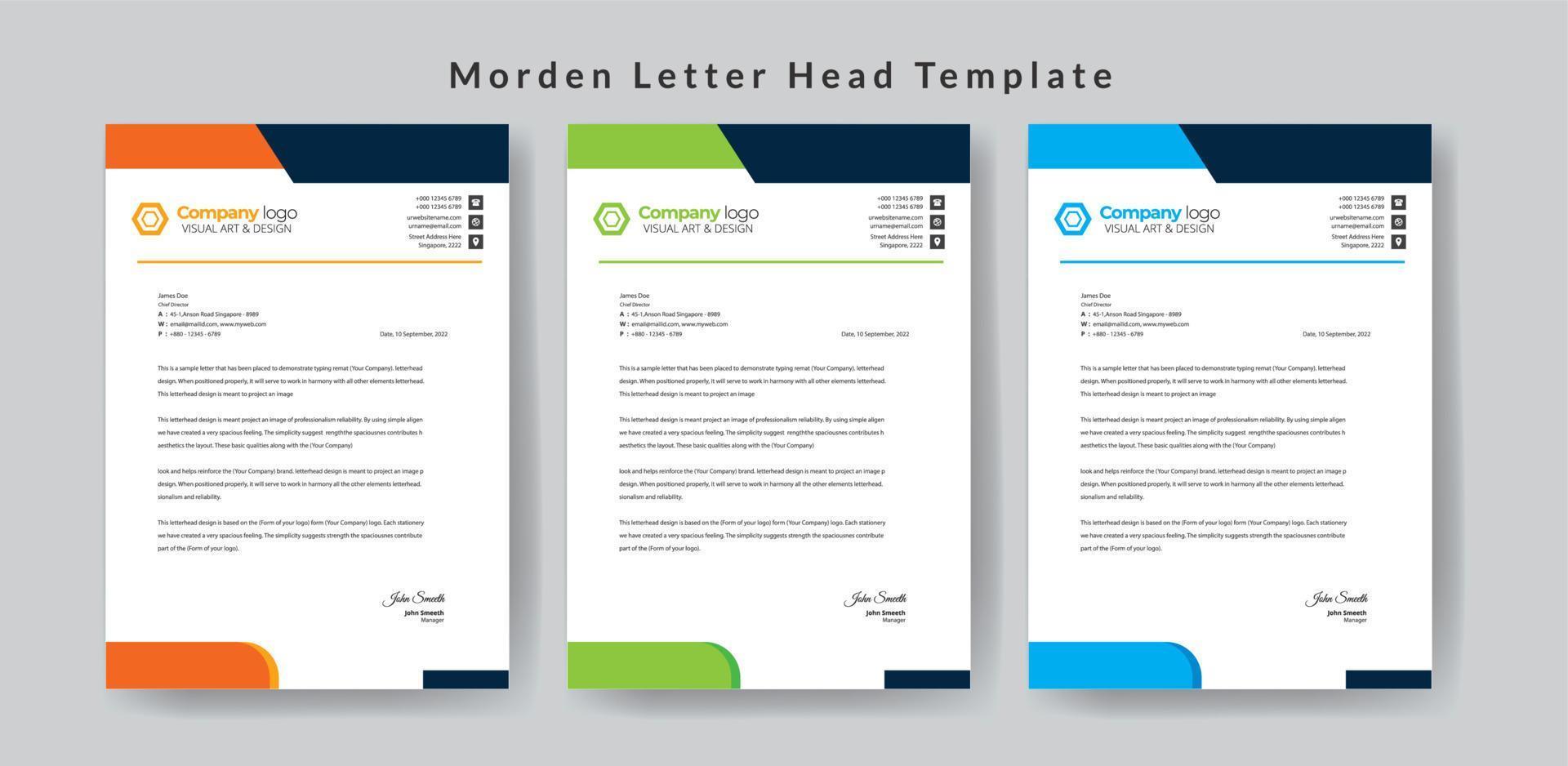 Corporate Business Letterhead Design Template vector