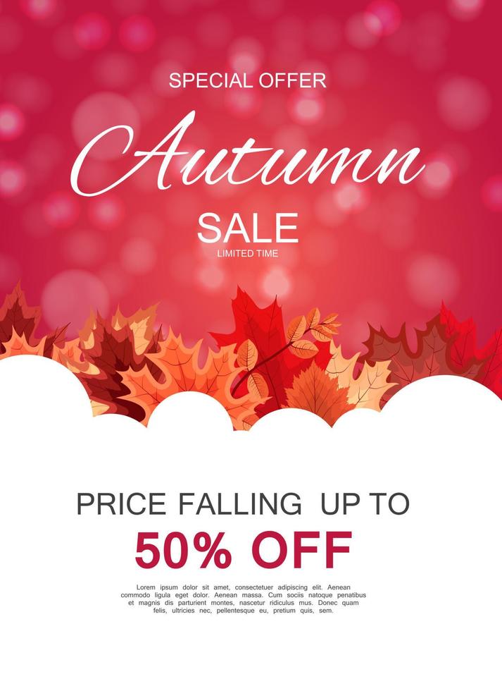 Abstract Autumn Sale Background with Falling Autumn Leaves vector