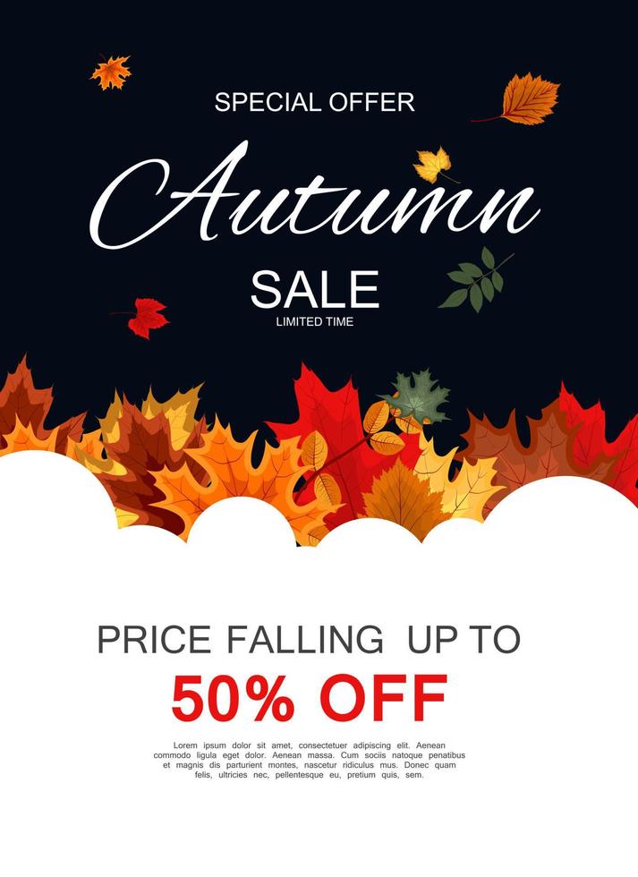 Abstract Autumn Sale Background with Falling Autumn Leaves vector