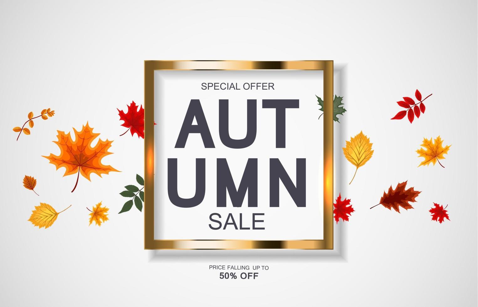 Abstract Autumn Sale Background with Falling Autumn Leaves vector